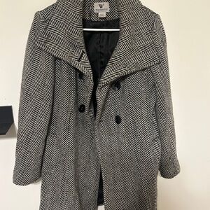 Worthington Black and White Herringbone Trench Coat